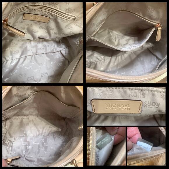 MICHAEL KORS Pink Gold Rose Gold Mirror Metallic Small Satchel w/Strap - Picture 7 of 16